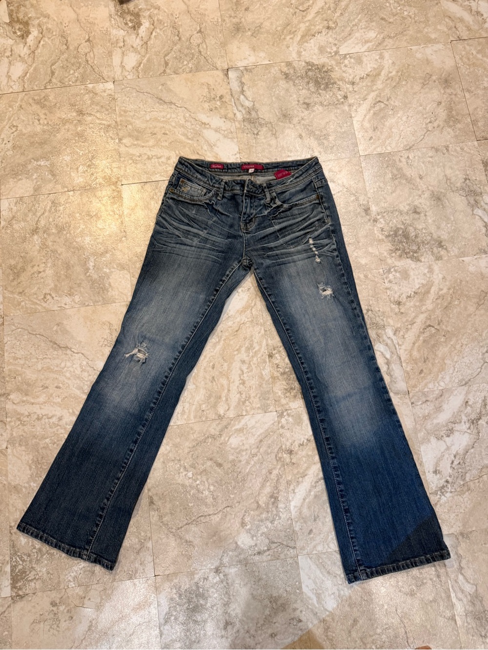 Vigoss Blue Distressed Flare Jeans